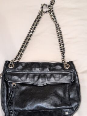 Rebecca Minkoff Black Leather Chain-Handle Shoulder Bag